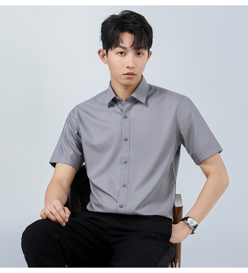 Modal short-sleeved shirt for men, summer stretch wrinkle-free business casual top, new summer commuter shirt pic 26