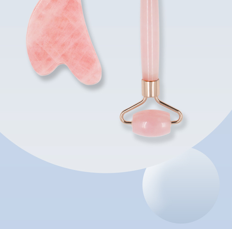 Rose quartz roller gua sha board, beauty tools, folding makeup mirror, hair clippers, LED small mirror pic 4