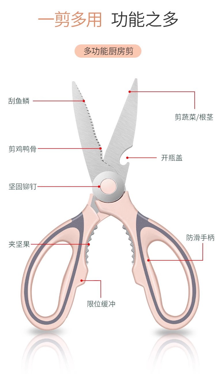 【新人专享到手0.01】厨房剪刀使用多用途不锈钢鸡骨剪肉家用剪刀详情8