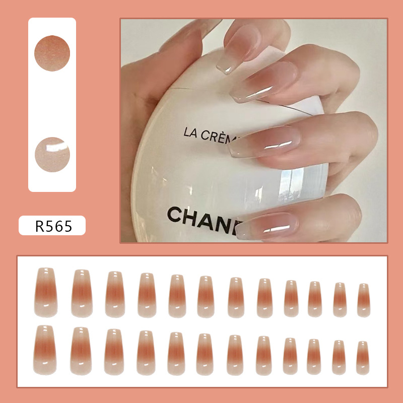 Long gradient nude color wearable nail polish, elegant blush nail polish pieces, clean and whitening, minimalist and pure, 24 pieces finished product wholesale pic 4