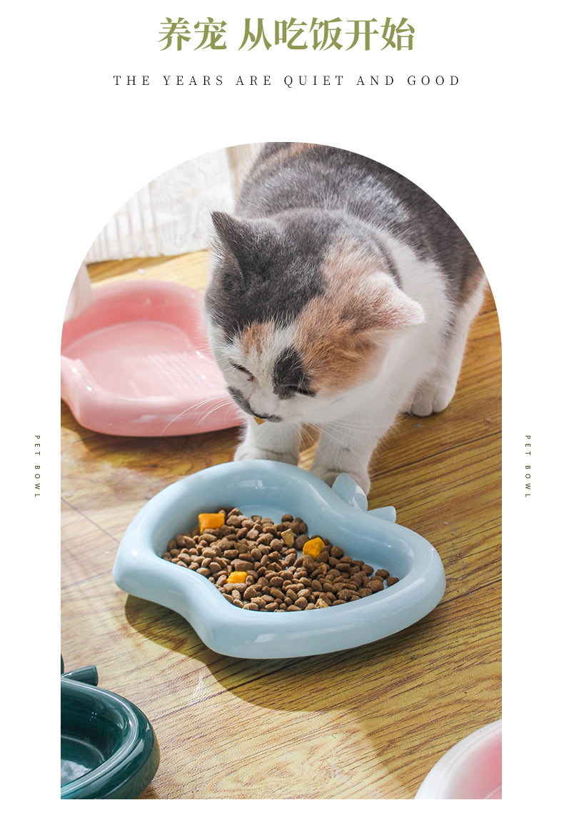 Ceramic cat food bowl, pet dog bowl, anti-black chin, cute and high appearance level, protecting cervical vertebrae, water bowl and rice bowl, anti-tipping pic 8