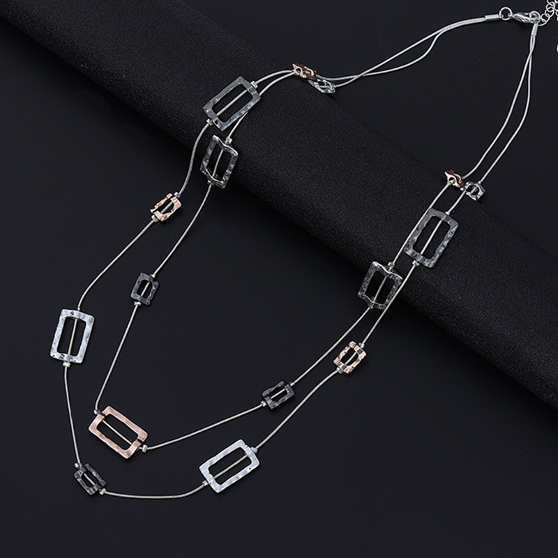 亚马逊新款项链欧美流行百搭桃心精致女士长款项链双层女长毛衣链详情7