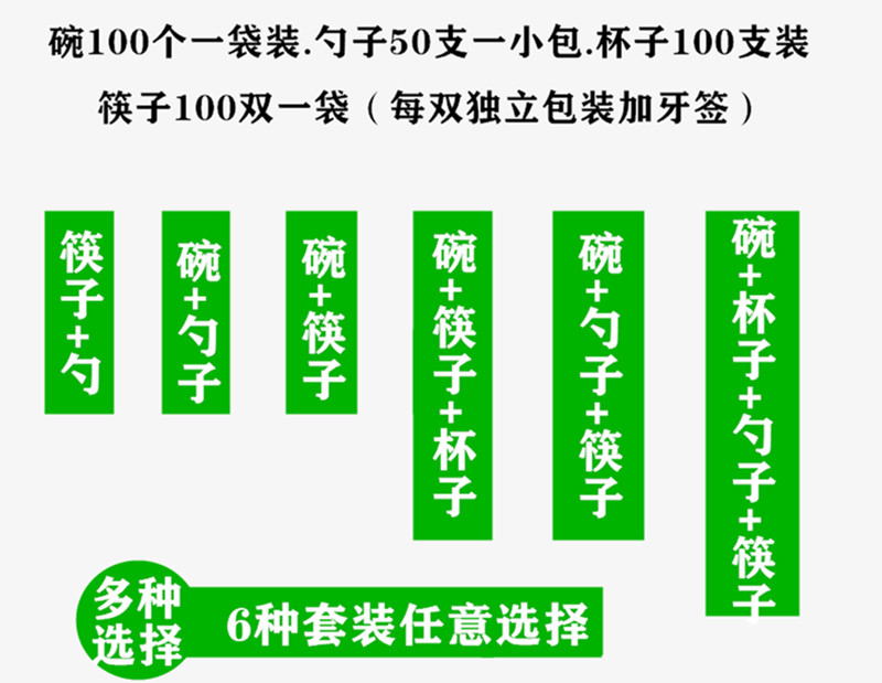 4ah一次性碗筷套装杯子勺子结婚酒席加厚塑料餐具带盖碗家用筷子详情2