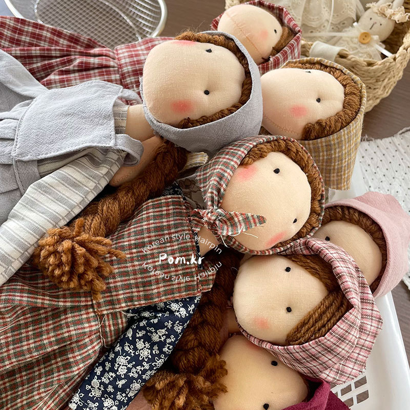 New Korean-style sweet floral dress doll, little girl baby, stylish carrier dress headscarf doll figurine pic 7