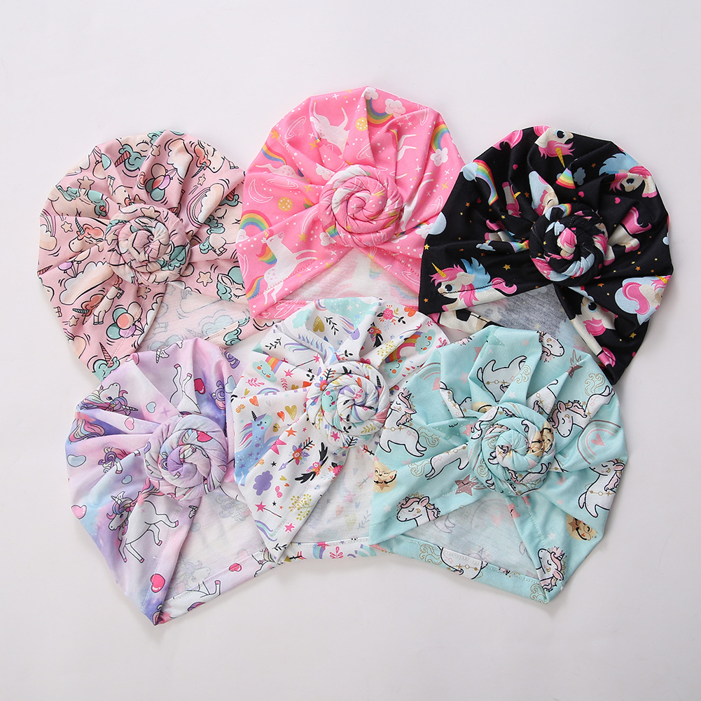 外贸新款独角兽印花印度帽宝宝胎帽欧美甜甜圈无骨帽厂家现货批发详情14