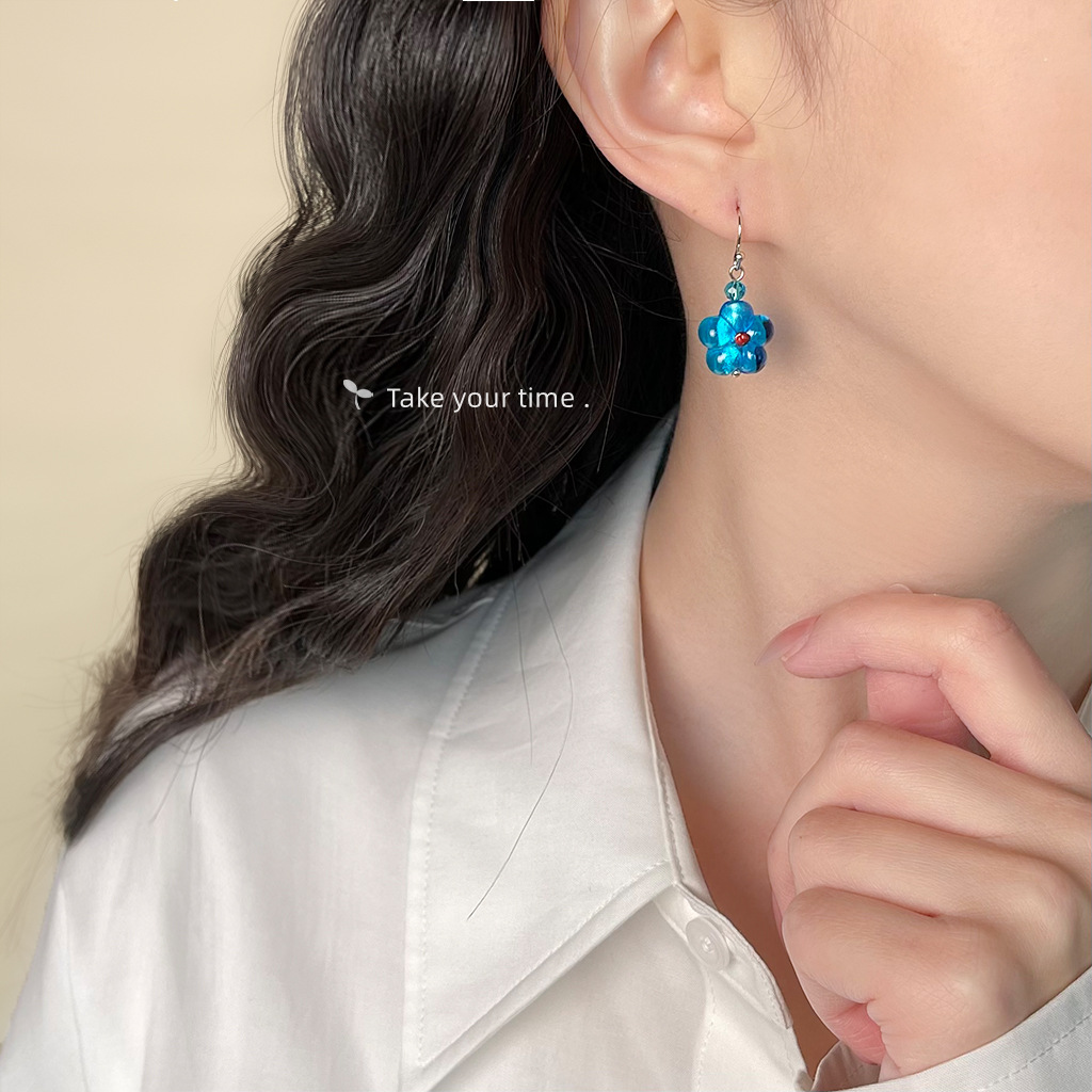 【 Sea Blue Series 】 Summer new original design, handcrafted, fresh and vacation-style blue earrings, factory earrings for women pic 19