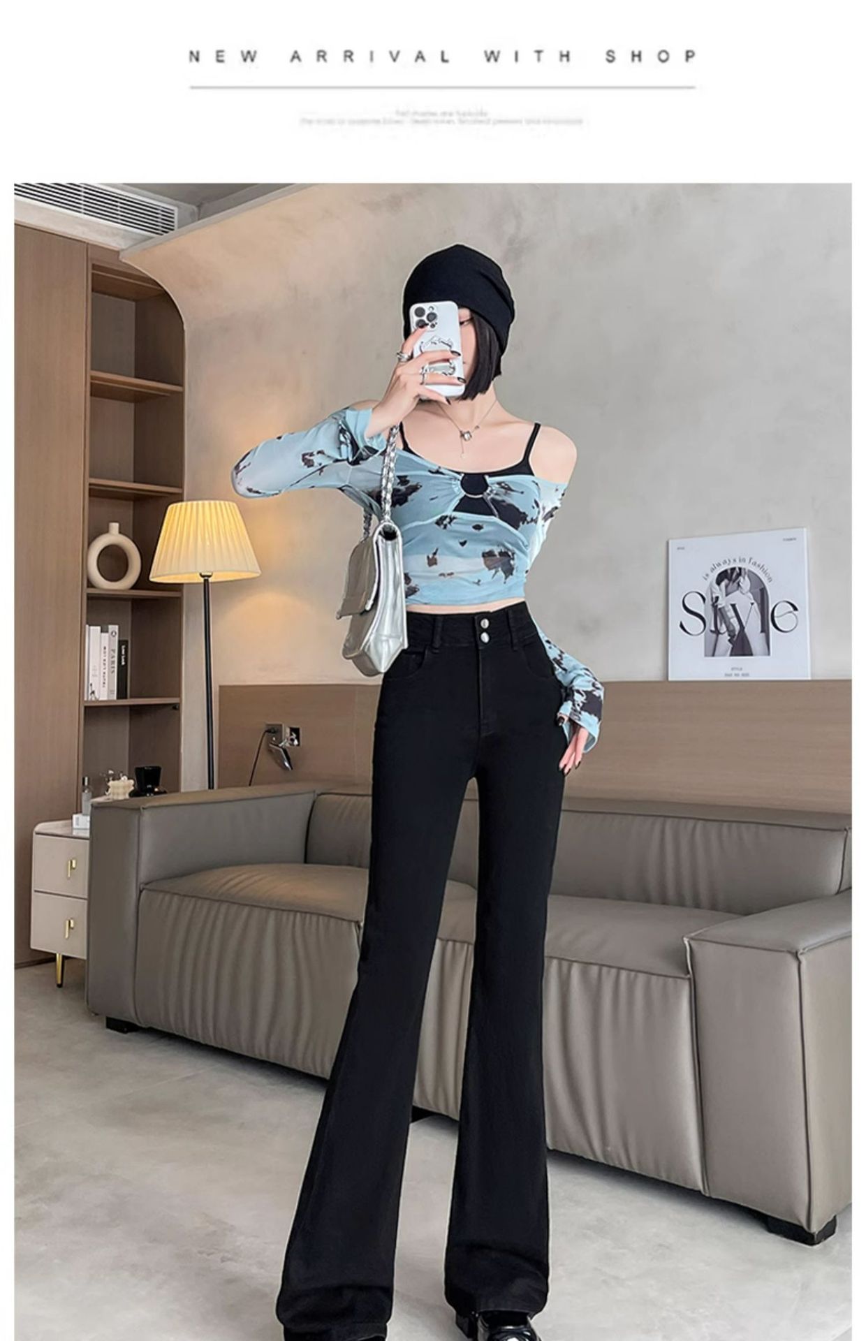 水泥灰微喇牛仔裤女春装2025年高腰显瘦小个子喇叭裤马蹄裤子春秋详情25