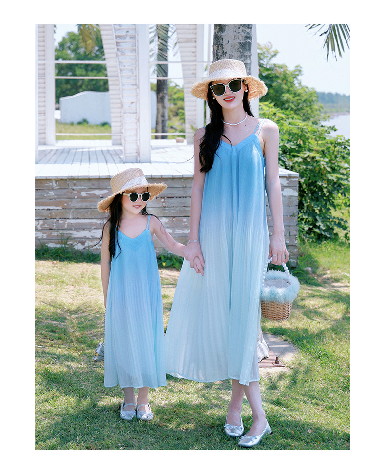 Bestseller 2025 New Summer seaside style Sanya vacation Halter dress for family of three pic 14