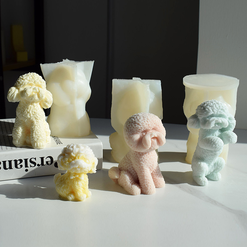 昕琪泰迪狗比熊犬柴犬香薰蜡烛硅胶模具diy动物小狗石膏滴胶摆件详情3