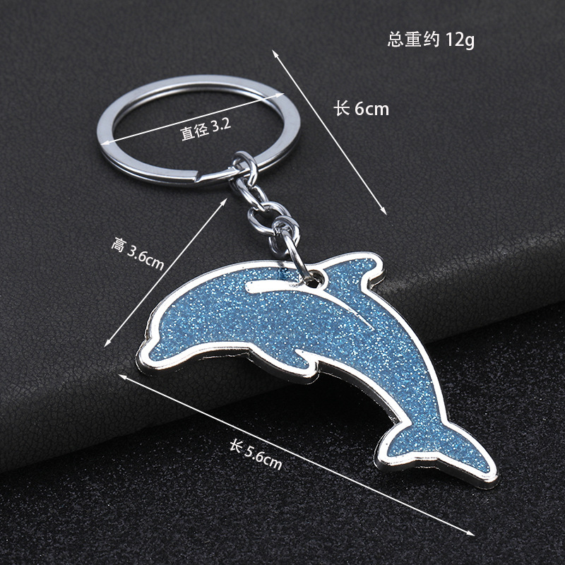 厂家批发潮流锌合金烤漆钥匙扣海洋海豚卡通金属钥匙扣包包挂件详情1