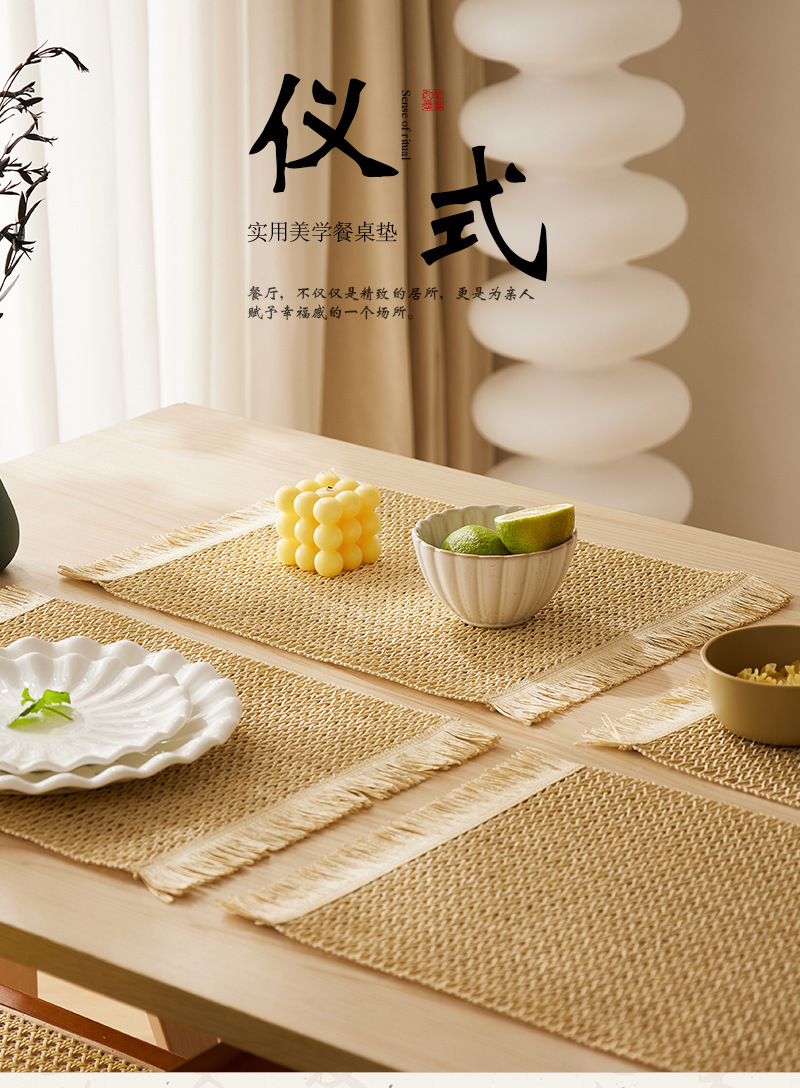 跨境亚马逊热销自然环保餐桌垫编织纸餐垫隔热防烫碗垫杯垫装饰垫详情2