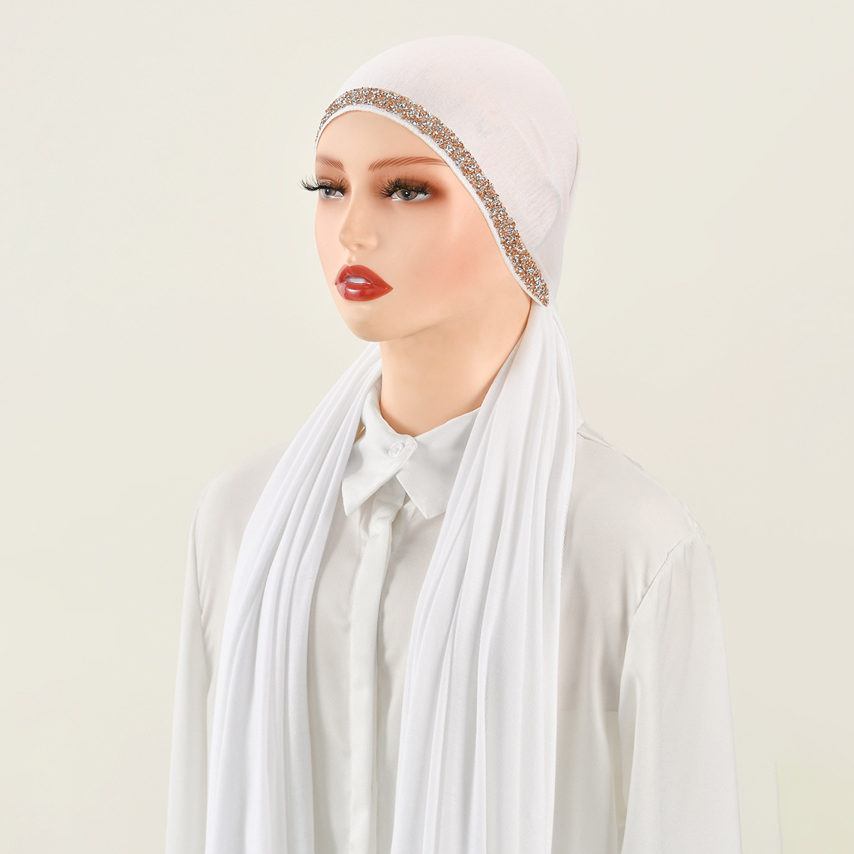 A new best-selling solid-color embossed diamond and lustrous cotton headscarf for foreign trade, a soft, fashionable and trendy headscarf for women with ethnic style pic 6