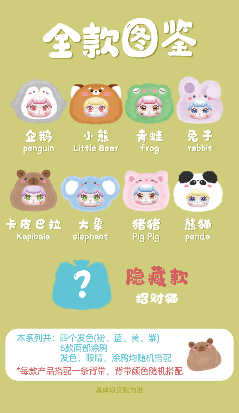 创意可爱茸茸动物圆毛绒挂件盲盒公仔女孩包包挂件装饰品摆件批发详情4