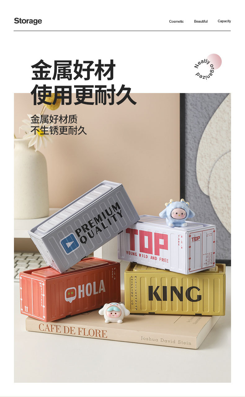 Mini container, small iron box, aged miniature model, scene props, creative display items, storage blind box, cute grain box pic 8