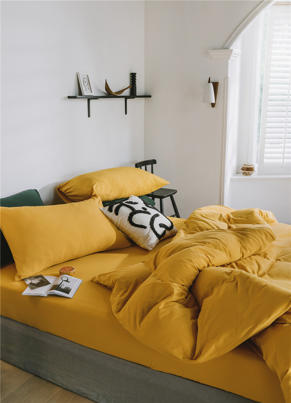 ins Japanese-style solid color all-cotton knitted cotton four-piece set, skin-friendly nude sleeping plain double-layer Indian cotton bed sheet pic 20