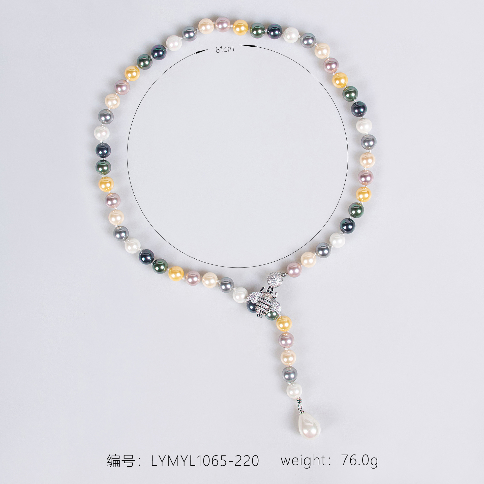 法式气质蜜蜂串珠珍珠项链个性夸张锁骨链小众高级感轻奢复古项饰LYMYL1065详情1