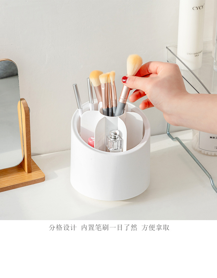 化妆刷收纳盒高级感透明防尘笔筒创意ins桌上眉笔彩妆刷子收纳筒 pic 21