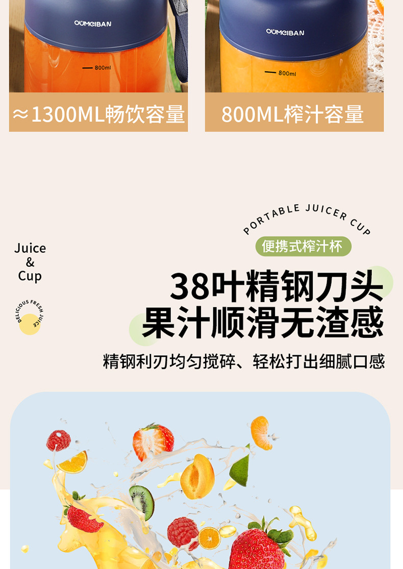 欧美邦榨汁机便携式小型碎冰多功能鲜榨大容量迷你家用无线果汁机详情7