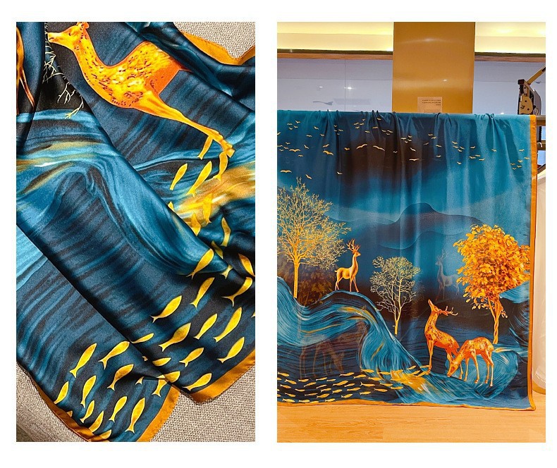 夏季仿真丝丝巾时尚高档大牌长巾防晒真丝丝巾批发围巾披风女夏天详情2