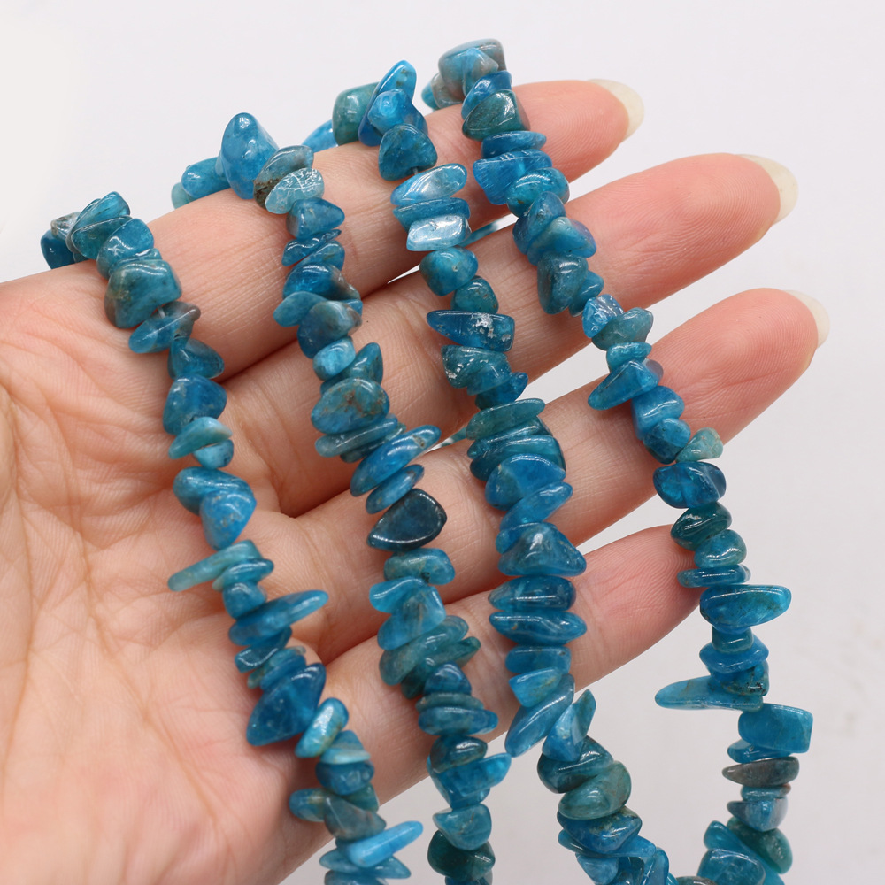 Natural crushed stone green Dongling blue pine raw stone beads with holes semi-finished DIY jewelry handcrafted accessories wholesale pic 8