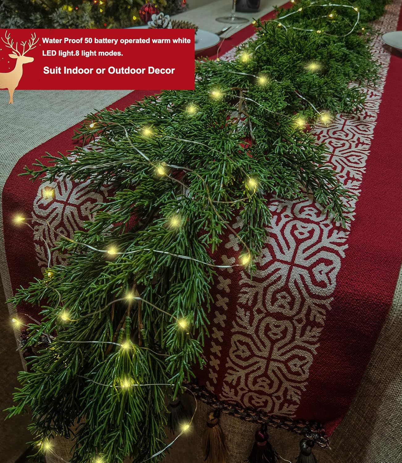 亚马逊新款仿真圣诞松针藤条手感软胶圣诞节装饰人造松针水草藤条详情7