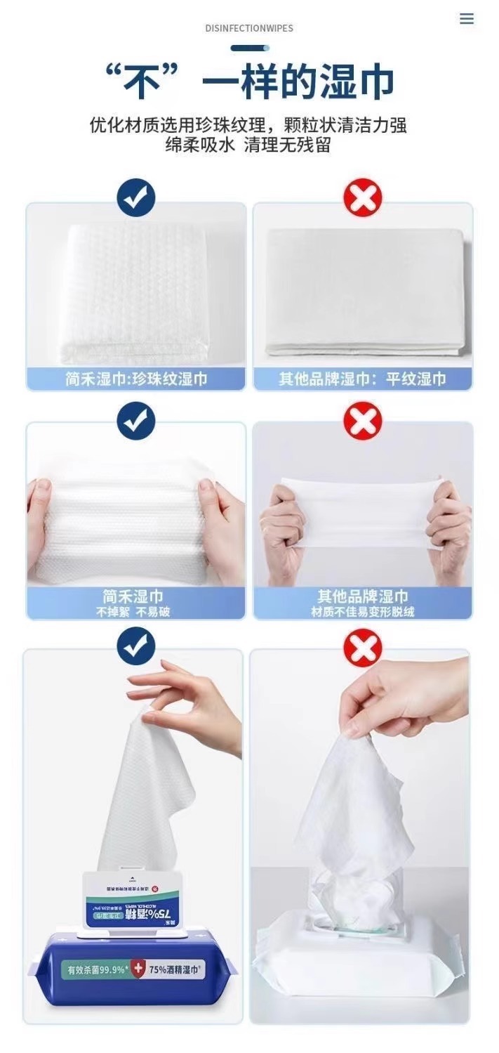酒精消毒湿巾75度湿纸巾成人杀菌加厚家用婴儿消毒湿巾80抽定制详情4