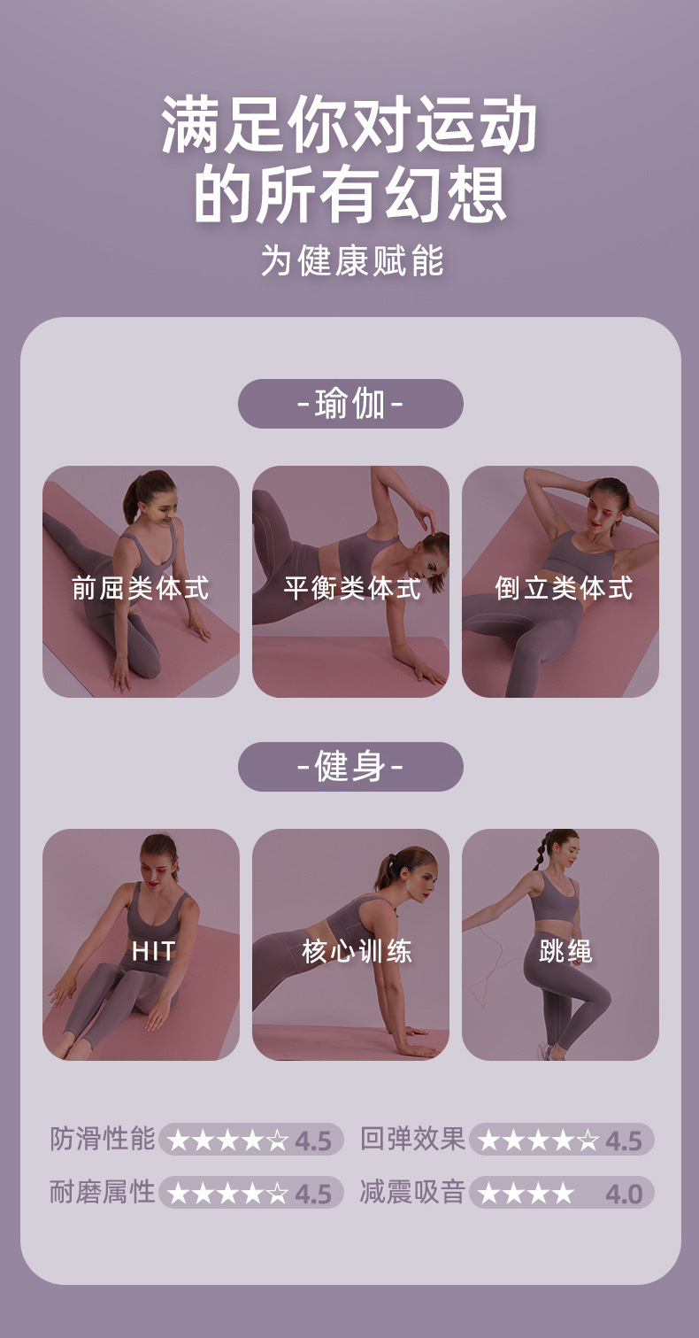 跨境TPE瑜伽专用垫减震隔音防震防滑健身家用加厚运动瑜伽垫代发详情16