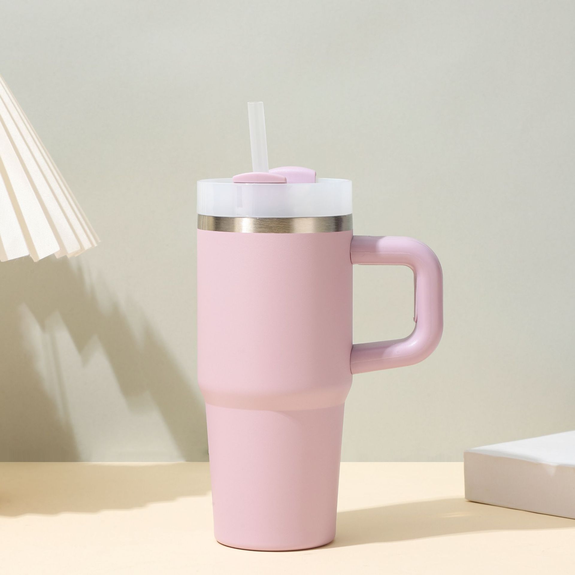 新品14oz便携吸管冰霸杯带手柄纯色汽车杯迷你真空保温杯现货批发详情8