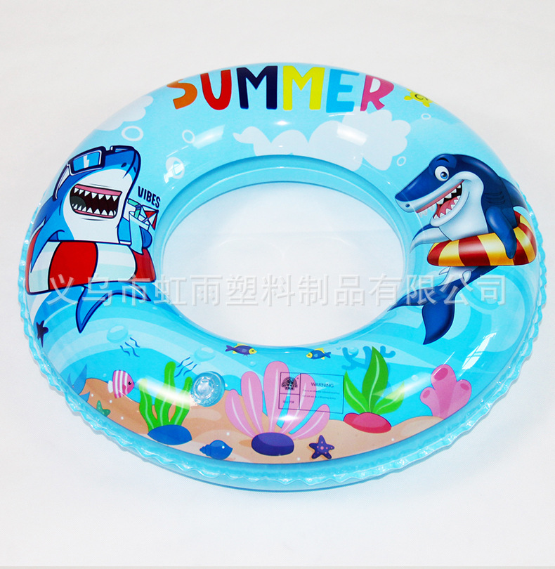 虹雨新款儿童小鲨鱼游泳圈批发可爱卡通大白鲨腋下圈加厚充气泳圈详情4