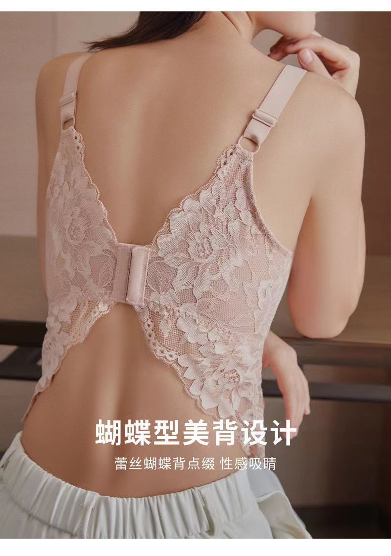 抹胸防走光全罩杯内衣大胸显小薄杯无钢圈防下垂美背蕾丝大码文胸详情4