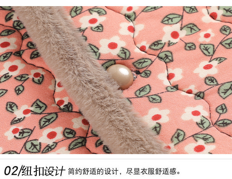 花棉袄妈妈装秋冬装短款马甲大码奶奶加绒保暖碎花棉衣马夹大花女详情20