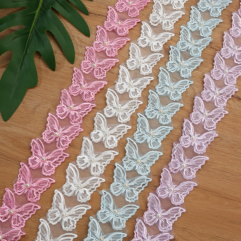 New product: 3.5x4.8CM multi-color three-dimensional double-layer butterfly polyester water-soluble lace DIY accessory decorative lace pic 3