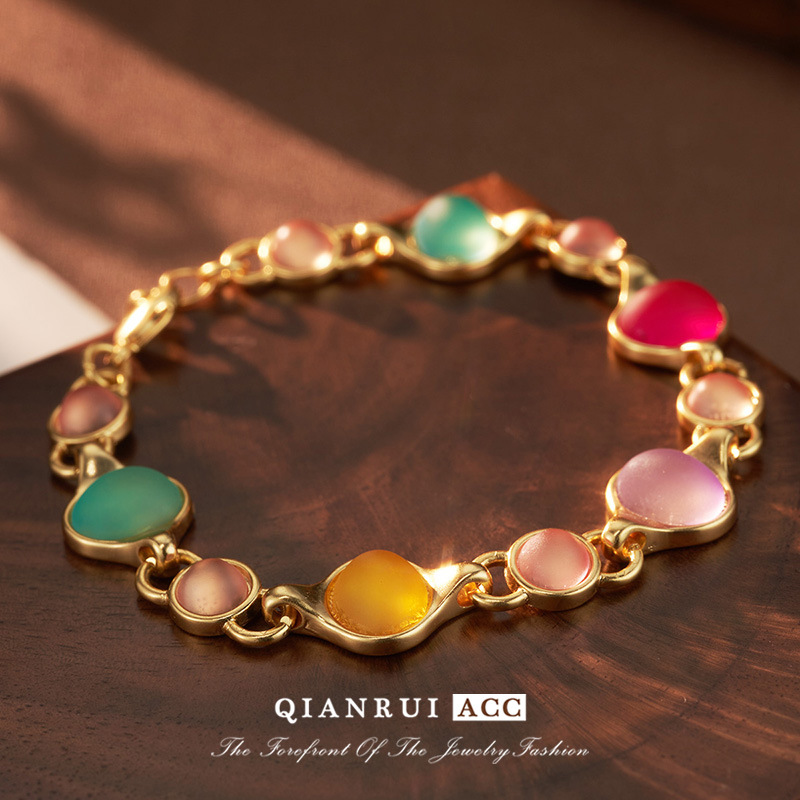 法式水晶串珠手链时尚轻奢高级感彩色中古Vintag饰品复古小众设计详情24