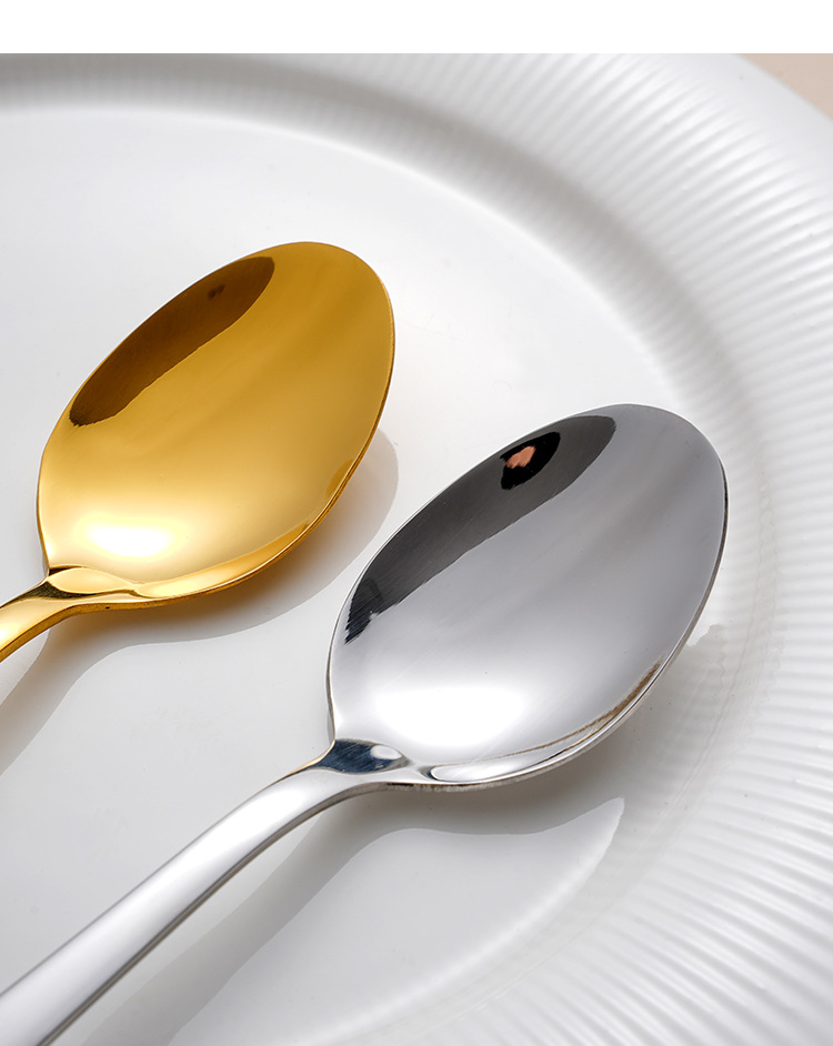 不锈钢牛排刀叉勺光身方柄甜品勺西餐具套装酒店勺子叉子厂家批发详情10