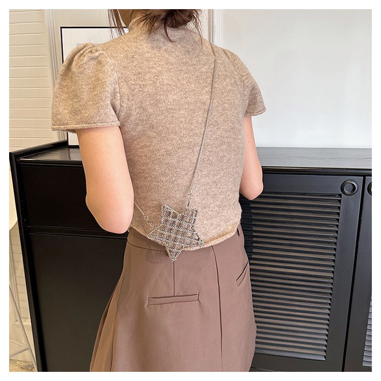 跨境2024夏新款小香风镂空金属星星包晚宴包单肩斜挎气质链条女包详情69