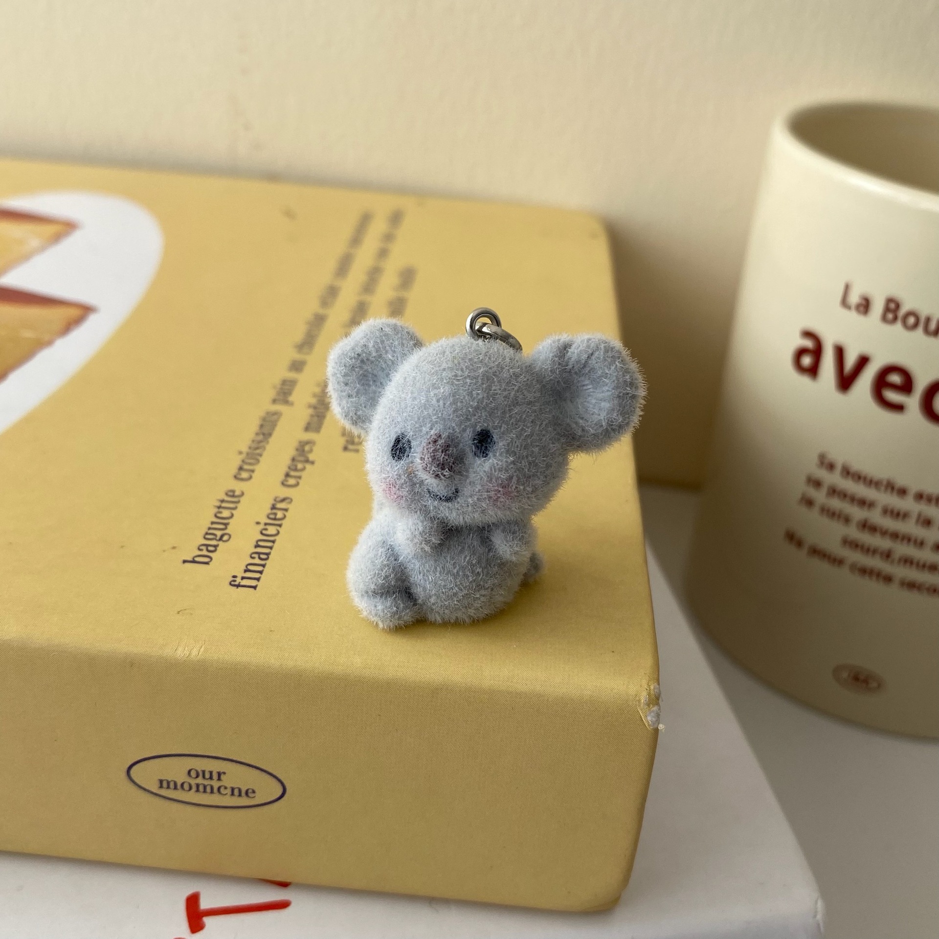 Flocked koala mobile phone line pendant, keychain, creative and personalized gift, schoolbag pendant, high appearance level, niche pendant, flocked cartoon doll, flocked koala keychain pendant, cartoon cute keychain pic 7