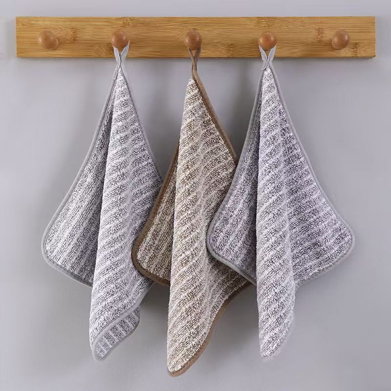 【 Zone 2-12 】30x30 edge-wrapped bamboo charcoal rag 50/ pack 1500/ piece 30x30 edge-wrapped bamboo charcoal rag can hang fiber dishcloth thickened household non-shedding 1 yuan wholesale pic 4