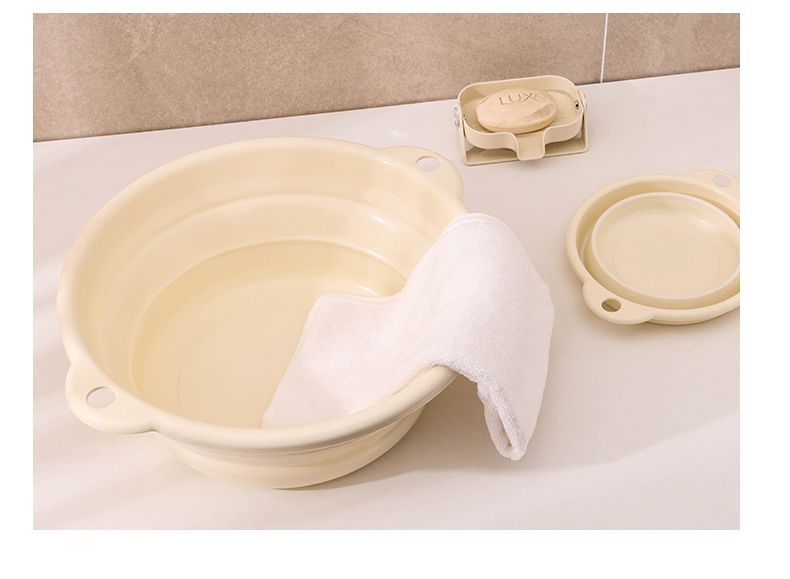 奶油色便携式折叠盆厨房卫生间易收纳学生宿舍外出旅行脸盆洗手盆详情12