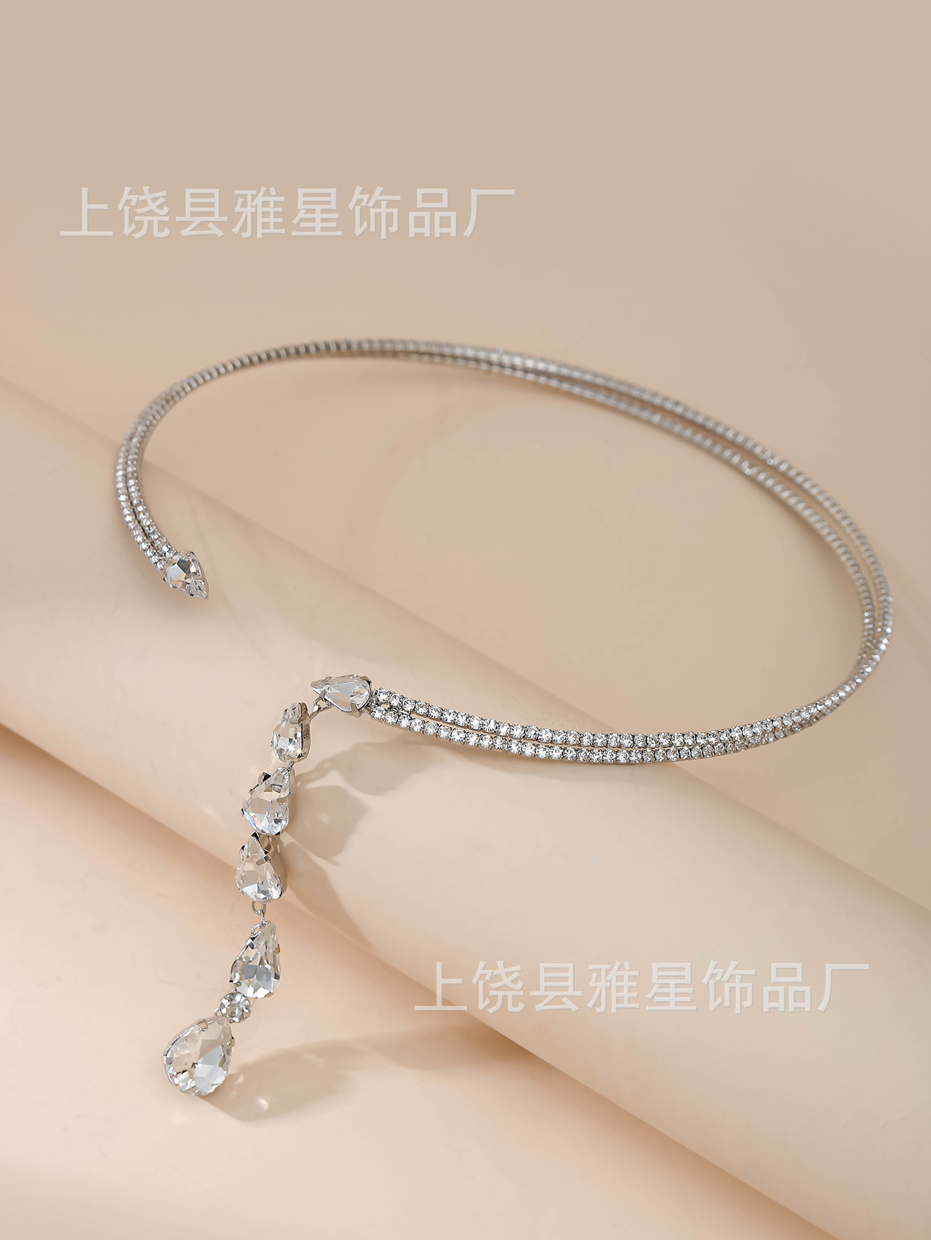 Europa y américa ins gota de agua conjunto de joyería personalidad moda color strass collar pendientes conjunto de novia accesorios pic 5