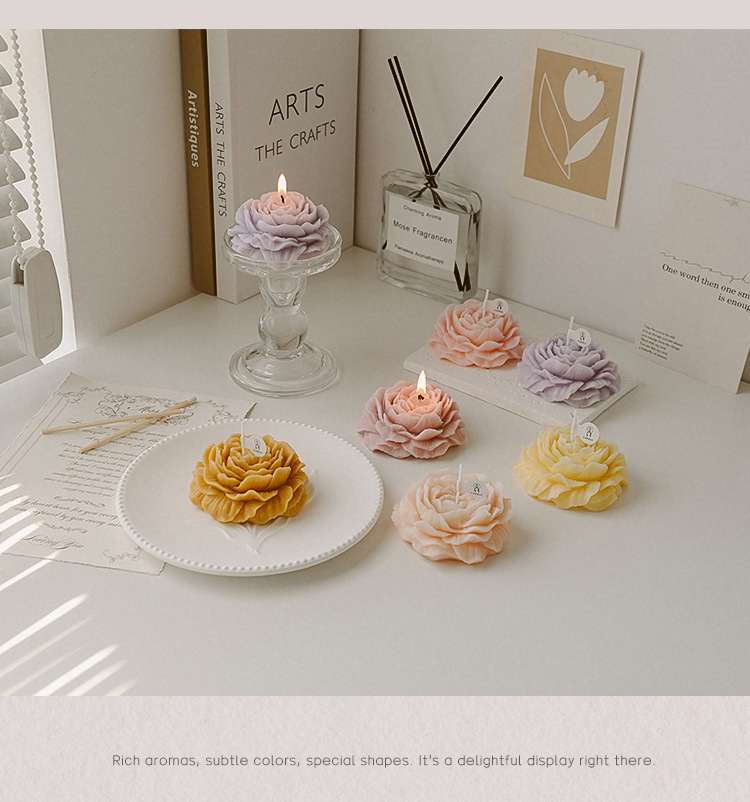 香氛伴手礼牡丹花造型蜡烛摆件氛围感礼物母亲节创意香薰蜡烛定制详情6
