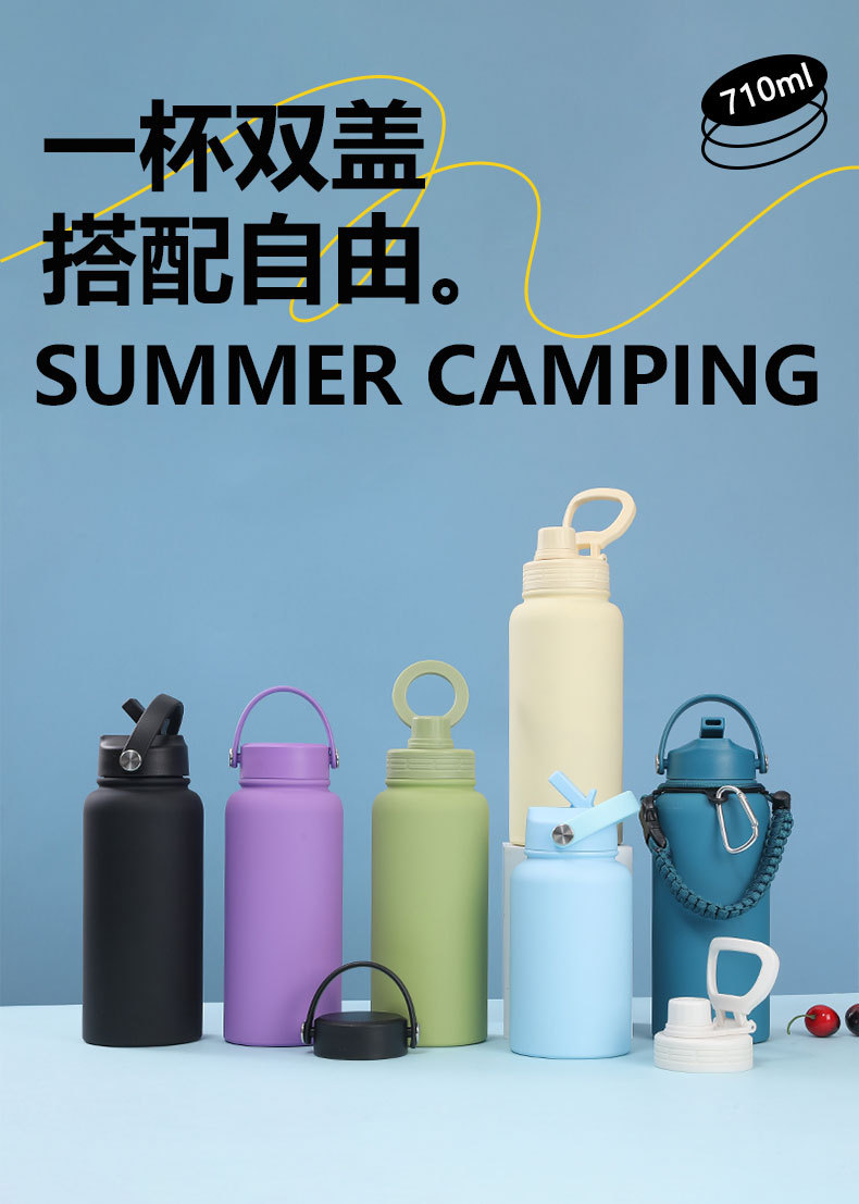 New cross-border 1L American insulated cup, large-capacity wide-mouth insulated cup, portable outdoor vacuum sports water bottle and water cup pic 5