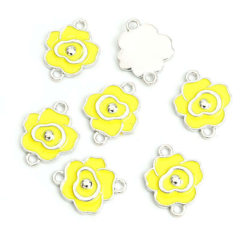 双吊玫瑰花朵滴油挂件 双孔花卉DIY饰品配件连接吊坠手链项链配饰详情3