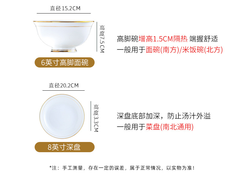 景德镇陶瓷碗家用防烫高脚碗米饭碗面碗简约轻奢骨瓷碗套装礼品详情8