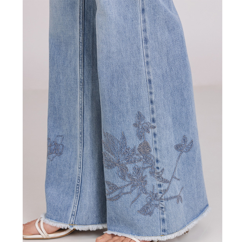 Embroidered flared jeans for children, high-waisted jeans, new casual wide-leg jeans for women pic 4