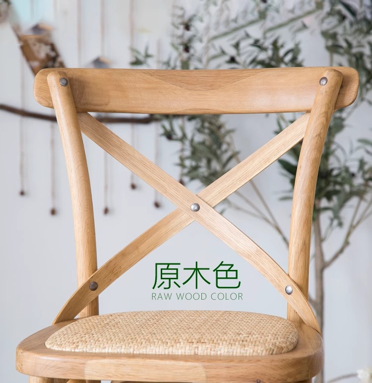 American retro trendy coffee shop solid wood chairs, simple tavern light luxury home bar chairs, high-legged backrest high bar stools pic 7