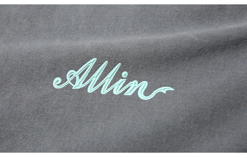 ALLIN pure cotton heavy-duty short-sleeved T-shirt for men, a summer trendy brand with three-dimensional printed letters and loose round-neck couple tops pic 62