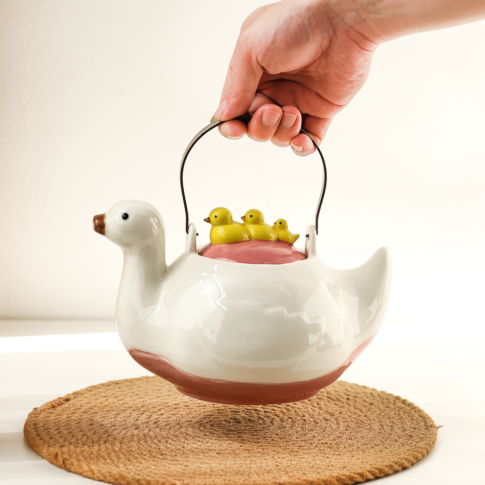 High-quality household teapots and cups, cartoon cute water bottle sets, creative duck ceramic water sets pic 15