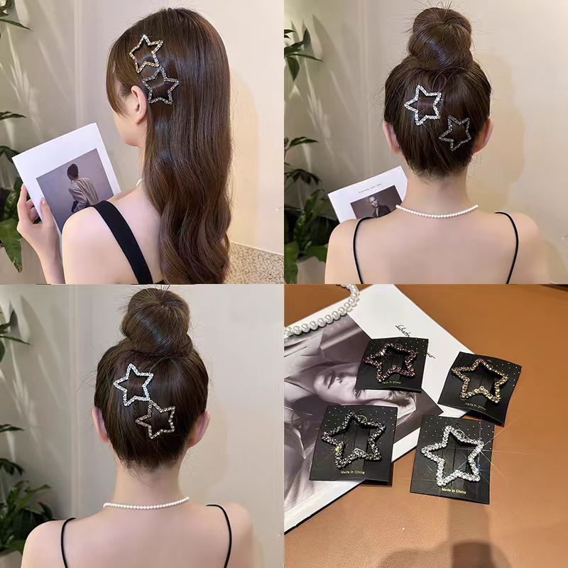 Five-pointed star water diamond star hair clip for women, new forehead fringe seaside clip, side broken hair clip, hairpin bb clip headwear pic 5