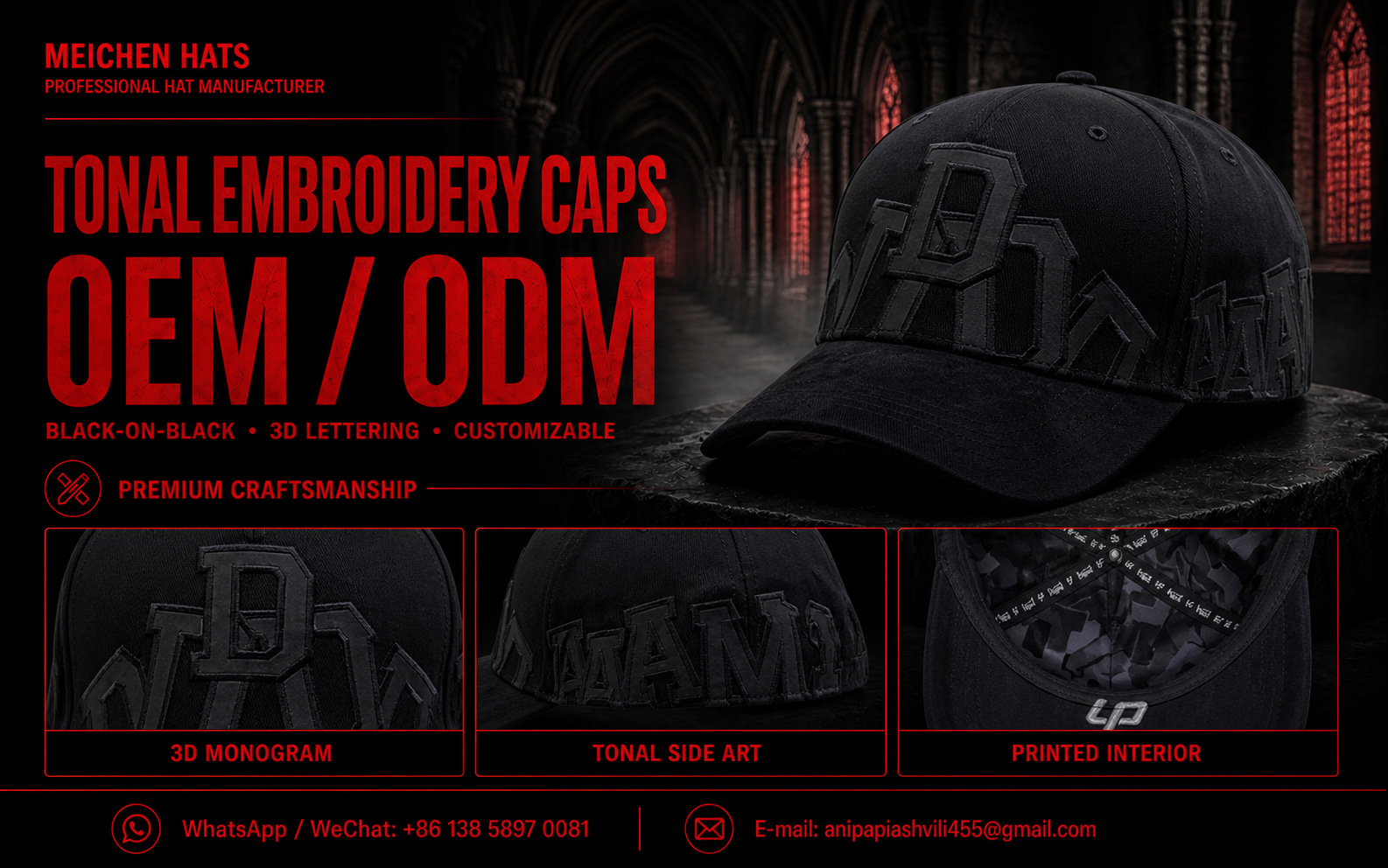 New trendy and versatile Gothic baseball caps, custom-made printed, embroidered and logo caps, cross-border export wholesale pic 6