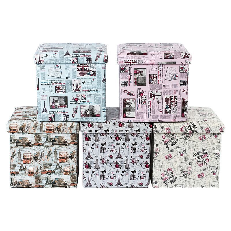 热销印花布艺可折叠收纳储物换鞋凳 多功能收纳箱 创意礼品盒子详情6